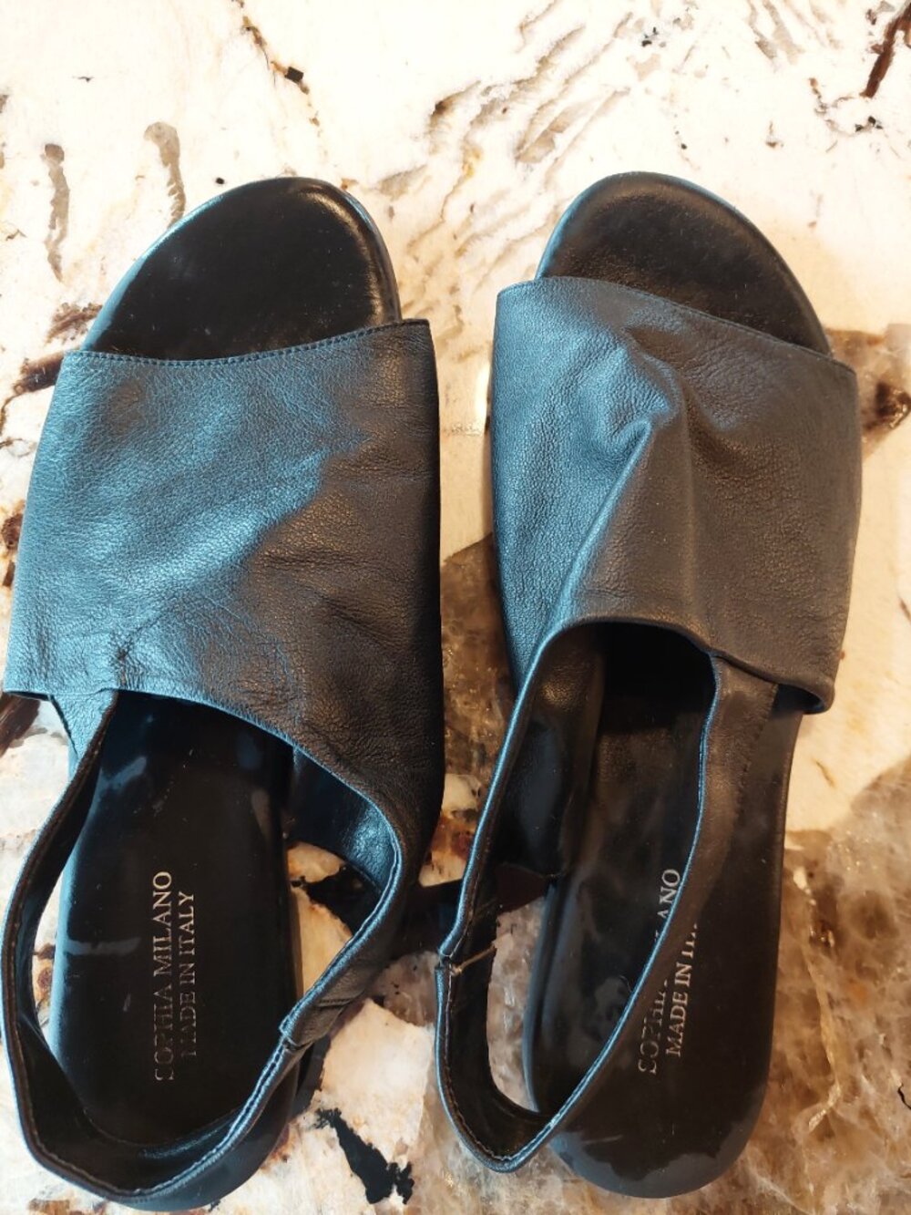 Sophia Milano leather Sandal Black Size 10